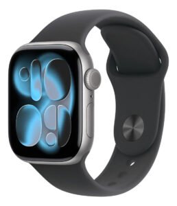 Apple Watch Series 11 GPS – Caixa cinza-espacial de alumínio – 42 mm – Pulseira esportiva preta – M/G