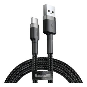 Cabo Rápido Usb Para Tipo- C Baseus Cafule Nylon 3a 1 Metro Cor Preto