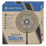 Ventilador de pé Ventisol Ventilador de Coluna Turbo 6 10037 turbo com 6 pás de Plástico vermelho estrutura preto, 40cm de diâmetro 60 Hz