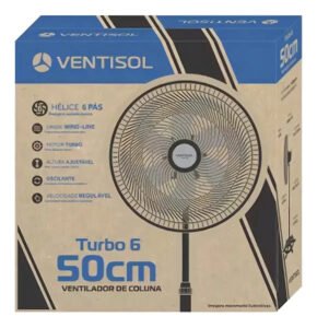 Ventilador de pé Ventisol Ventilador de Coluna Turbo 6 10037 turbo com 6 pás de Plástico vermelho estrutura preto, 40cm de diâmetro 60 Hz