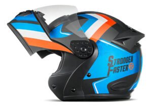Capacete Integral Robocop Stronger Faster Gladiator Etceter Cor Azul/Laranja Tamanho do capacete 56
