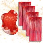 Kit 4 Cortina Metalizada Festa Fita Decoração Painel Franja Vermelho