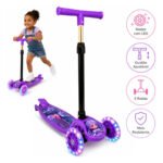 Patinete Infantil 3 Rodas Para Menina Dobrável Ajustável Rodinhas Gel Com Led Atacarejo Kids Roxo