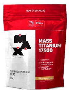 Hipercalórico Mass Titanium 17500 3kg – Max Titanium Sabor Vitamina de frutas