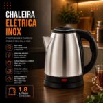 Chaleira Jarra Elétrica 1,8l Litros Em Inox Desligamento Automático Aquecimento Rápido Segura Café Chá Fácil Abertura Tampa Alça Hold On