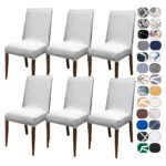 Kit 6 Capa Cadeira Jantar Tecido Importado Spandex Mais Resistente Elástico Cor Cinza Claro