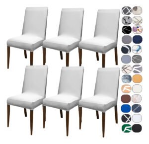 Kit 6 Capa Cadeira Jantar Tecido Importado Spandex Mais Resistente Elástico Cor Cinza Claro