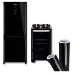 Adesivo Vinil Envelopamento Móveis Geladeira 5m X 70cm Cores Cor Preto Brilho