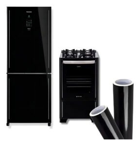 Adesivo Vinil Envelopamento Móveis Geladeira 5m X 70cm Cores Cor Preto Brilho