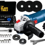 Esmerilhadeira Lixadeira Angular Profissional Bosch Gws700 710w + Jogo De Soquetes 40 Peças Discos E Acessórios