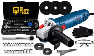 Esmerilhadeira Lixadeira Angular Profissional Bosch Gws700 710w + Jogo De Soquetes 40 Peças Discos E Acessórios