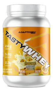 Suplemento Tasty Whey 3w Gourmet Whey Protein Adaptogen Science Pote 900g Sabor Mousse de Maracujá