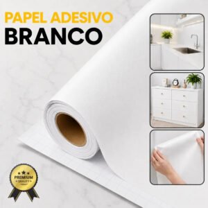 Papel Adesivo 4 Metros X 45cm Envelopamento Móveis E Parede Branco Fosco Autocolante Lavável Vinílico Cnc Do Brasil