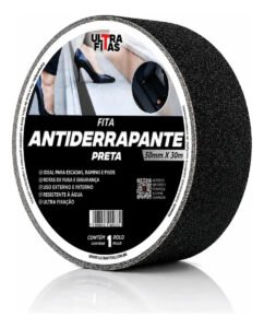 Fita Antiderrapante Ultra Fitas Preta 50mm x 30m Resistência Água Escadas
