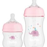 Kit 2 Mamadeiras Buba Easy Flow 120ml E 270ml Elefante Rosa