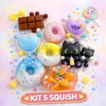 Kit 5 Taba Squishy Alívio Estresse Apertar Anti-stress Kawaii Tiktok De Apertar Gatinho, Chocolate, Donuts, Coração Sortidos Vitae S