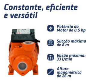 Bomba D´água Periférica 1/2 Hp Bp500 Intech Machine Cor Laranja Frequência 60 Hz