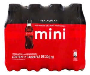 Refrigerante Zero Açúcar Coca-Cola Mini Garrafa 12 Unidades 200ml Cada
