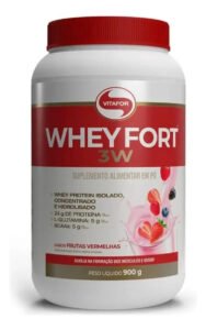 Whey Protein Fort 3w 900g Vitafor Sabor Frutas Vermelhas