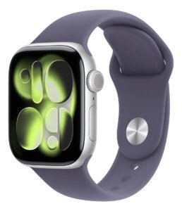 Apple Watch Series 11 GPS – Caixa prateada de alumínio – 42 mm – Pulseira esportiva roxo-névoa – P/M