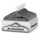 Vittak Kit 30 Cabides Veludo De Roupa Antideslizante Slim Adulto Cor Cinza
