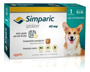 Simparic 1 Comp 40mg Pílula Antiparasitária Contra Pulgas