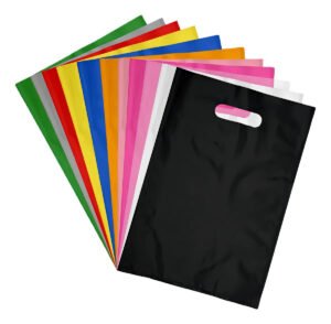 Kit 100 Un Sacolas Plásticas Boca Palhaço 30×40 Alça Vazada Cor Vermelho