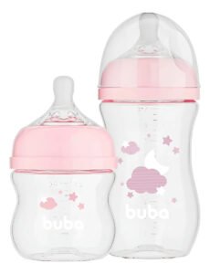 Mamadeira Buba Easy Flow 120ml E 270ml Mamadeira Bebê Rosa Nuvem