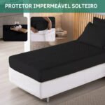 Protetor De Colchão Solteiro Impermeável Matelado Resistente A Líquidos Antiácaro Antialérgico Preto