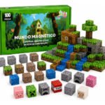 Blocos de Montar Magnético 100 Peças Criativo Mundo De Cubo Construção 3d Infantil Educativo Com Personagens Brinquedo Nanotoyzzz
