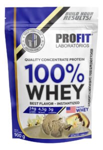 100% Whey – Isolado E Concentrado Refil 900g – Profit Sabor Baunilha