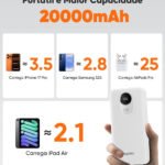 Power Bank Basike com Cabo Embutido de 20000mAh e Carregamento Rápido 22,5W para iPhone e Samsung