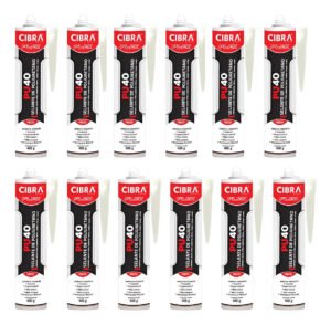 12 Cibra Flex Pu 40 Preto 400g Adesivo Selante Poliuretano
