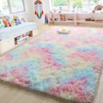 Tapete Felpudo de Poliéster Tie-Dye para Sala ou Quarto, 1.5m x 2m