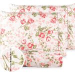 Jogo Lençol Casal 3pç 400 Fios Hipercal Conforto Macio Florido Rosa Com Verde Estampado
