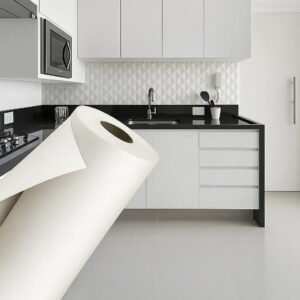 Papel De Parede adesivo autocolante Lavável Branco Fosco acetinado envelopar móveis e paredes rolo 10 metros x 45cm rendimento 4,5m2