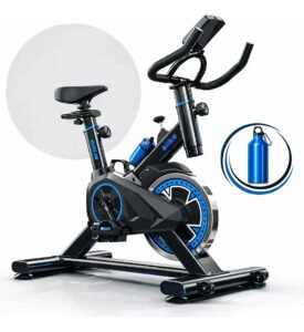 Bicicleta Ergométrica Fitness Para Cardio E Musculação Com Base Cor Preto E Azul 6kg Inercia Marca Sevenfit