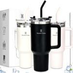 Copo Térmico Gigante 1,2l Inox Com Tampa E Inox Canudo Cor Preto Cor Pura / Material Fosco
