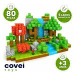 Kit 80 Blocos Magnéticos Construção Imã Montar Empilhamento Cubo Infantil Brinquedo Educativo Covei Toys