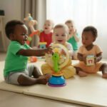 Chocalho Bebê Giratório Macio Sensorial Ventosa Mltm Ecom Colorida Cores