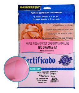 Papel Colorido A4 180g Diplomata Offset 50 Fls Masterprint Cor Rosa