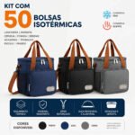 Kit 50 Bolsas Térmicas Lancheira Tche Amo Dobrável, de 12 L, Para Eventos