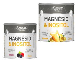Kit 2 Magnesio E Inositol 210g Bodyaction Melatonina Maracuja E Frutas Vermelhas
