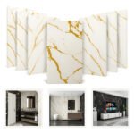 Kit 20 Placas Adesiva Mármore 3d Auto Colante Parede 60×30 Cor Dourado-escuro Marca Hibo