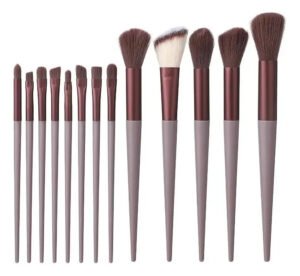 Conjunto de 13 pincéis de maquiagem profissionais Conjunto de pincéis marrons