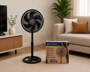 Ventilador Oscilante De Coluna Ventisol 30cm Turbo 6 Pás Preto