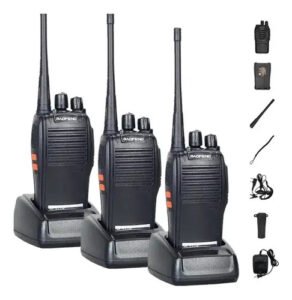 Kit 3 Radios Comunicador Walk Talk 16 Ch 12km Baofeng 777s Cor Preto