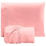 Jogo Lençol 2 Peças Solteiro Hipercal 400 Fios Leve Luxo Cor Rosa Desenho do tecido Liso