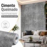 Papel de Parede adesivo Cimento queimado Autocolante Vinílico lavável 3D envelopamento Sala cozinha banheiro rolo 10m x 45cm