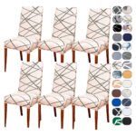 Kit 6 Capa Cadeira Jantar Tecido Importado Spandex Mais Resistente Elástico Cor Pântano Listra Cinza